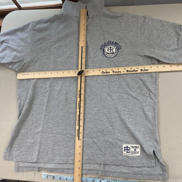 Vintage Polo Ralph Lauren Shirt Medium Mens Cookie Patch Logo Jeans Co Gray 90s - Picture 7 of 12